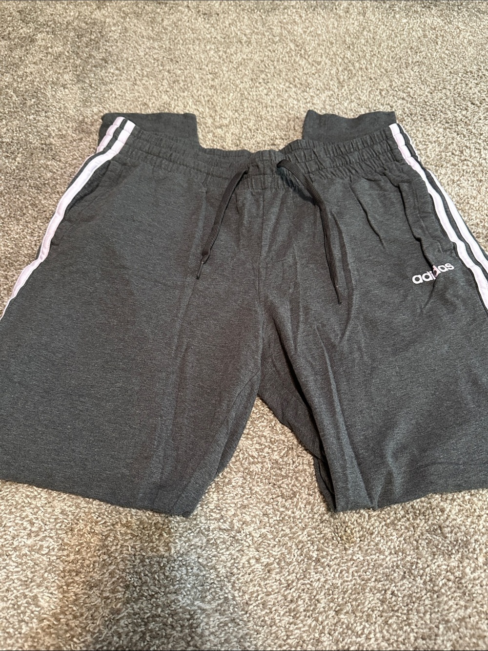 adidas Women's Dark Gray Track Joggers with Purple Stripes